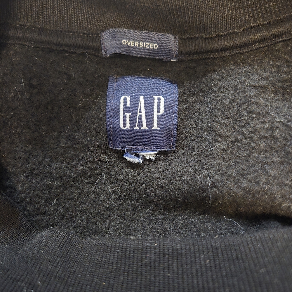 GAP VintageSoft Oversized Raglan Black Crewneck Sweatshirt - Picture 5 of 6